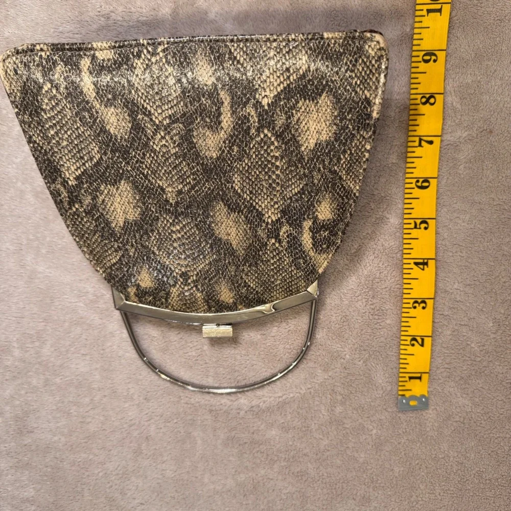 Vintage Snake‎ Print Handbag Top Handle Clutch Old Hollywood Glam Evening Bag